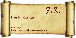 Ferk Kinga névjegykártya
